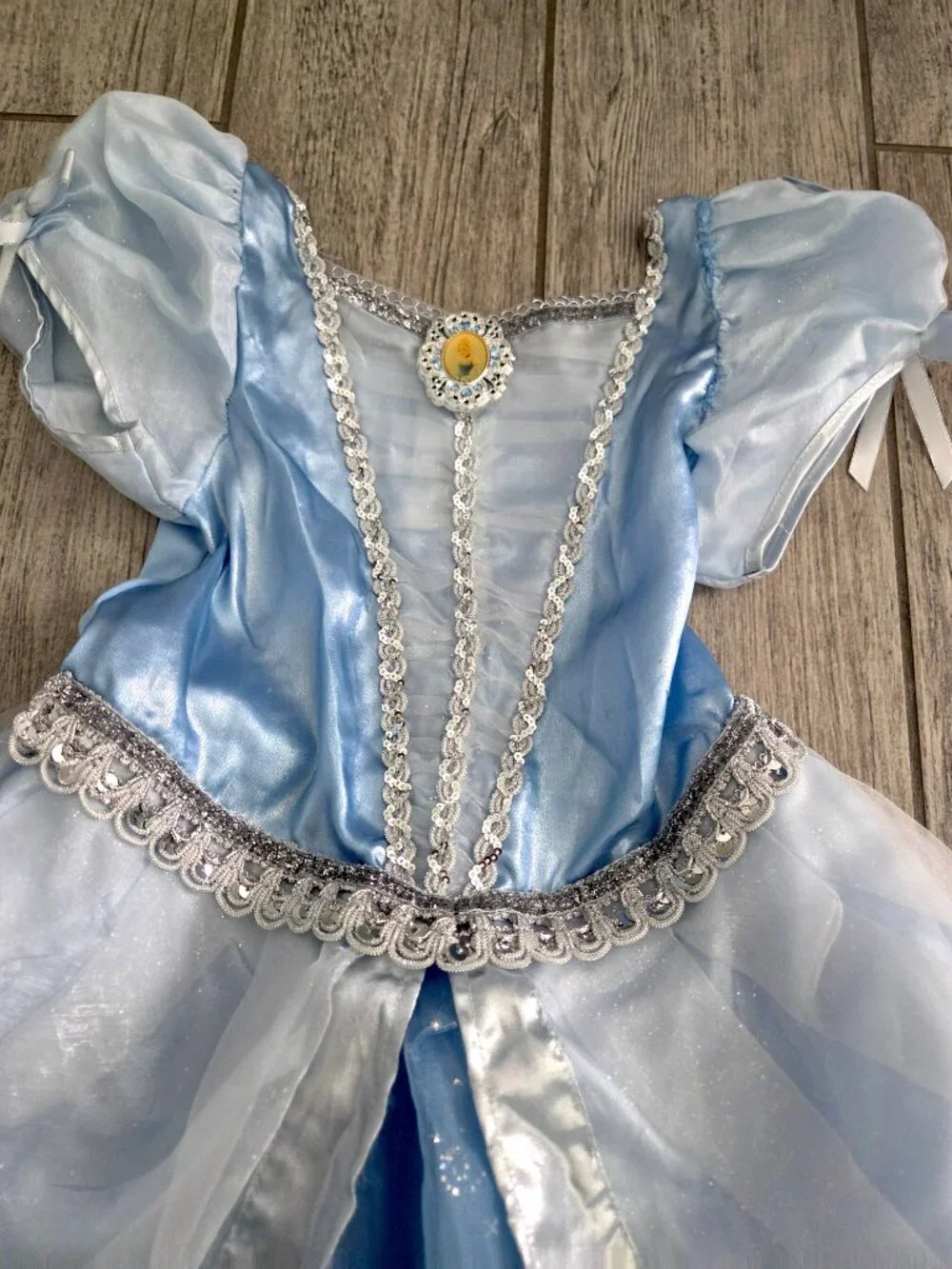 Disney Store Cinderella Princess Costume Dress Blue Sparkle Girls Size S 5/6